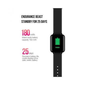 Smartwatch B57 Techstar®, Waterproof, Fitness Tracker Unisex, Monitorizare Puls, Bluetooth, SIM, Negru