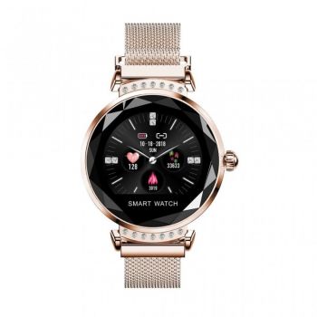Smartwatch Fitness Sport Auriu Elegant pentru Dama Techstar® H2 cu Monitorizare Somn & Cardiaca