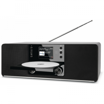 TechniSat Radio cu ceas, TechniSat, DIGITRADIO 370 CD IR, DAB +, FM si Internet, CD drive, USB, Telecomanda, 10 W, Negru (0000/3949)