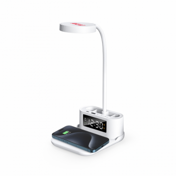 Akai Lampa cu ceas si incarcator wireless Akai ACRW-3000, 15W, Alb