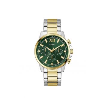 Ceas barbatesc  GW0900G5 - Quartz - 46mm - verde - curea din otel auriu - 5ATM