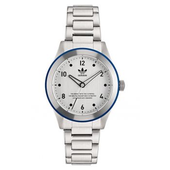 Ceas barbatesc -  inox - 40x10.2 mm - argintiu - mecanism quartz - rezistenta la apa 5 ATM