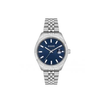 Ceas barbatesc  WWG208203 - 43mm - curea metalica - cadran albastru - rezistent la apa 5 ATM - Grey