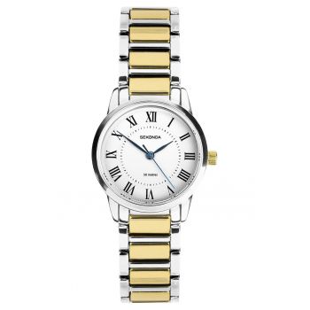 Ceas dama  Beaumont 40682 - quartz - argintiu-auriu - bratara metalica - 5 ATM - alb