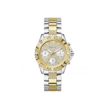 Ceas dama  Majesty - argintiu-auriu - 40mm - bratara otel inoxidabil - rezistent la apa 50m