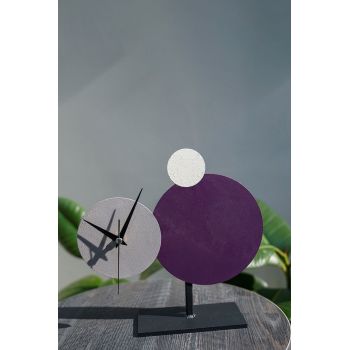 Ceas de masa, MYK2117-1, 26x25 cm, Mov / Gri / Ecru