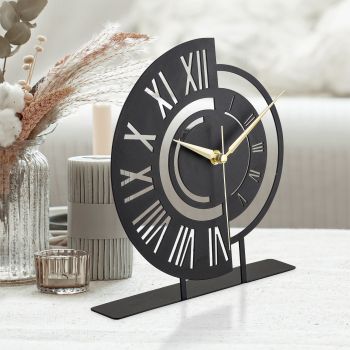 Ceas de masa, Ruota, 25x23 cm, Negru