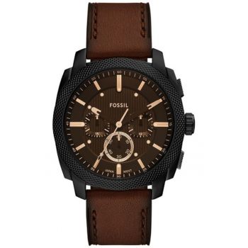 Ceas  Machine elegant maro negru 44mm piele naturala