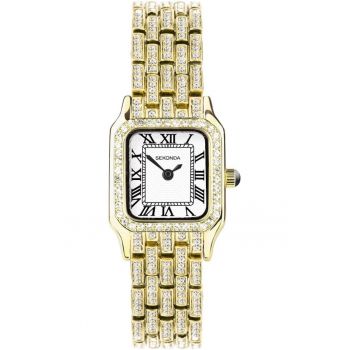 Ceas  Monica 40661 - Elegant - Cristale - Aur - 3 ATM