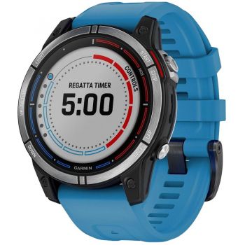 GARMIN Smartwatch, Garmin, Ecran tactil, Rezistent la apa, Functii sport, Sticla/Titan/Silicon, Albastru