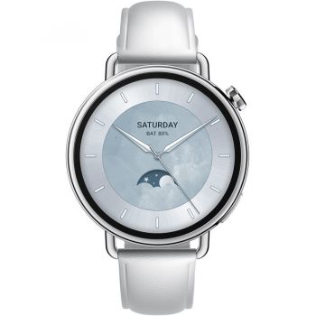 Xiaomi Ceas inteligent Xiaomi S4, 41mm, curea din piele, display digital AMOLED, 1.32, Alb