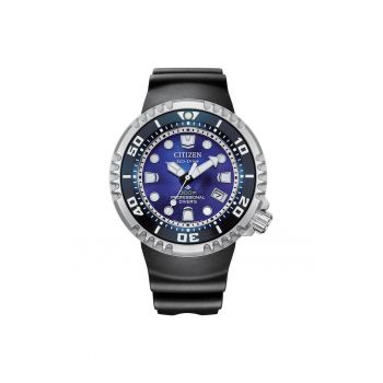 Ceas barbatesc -  46 mm - curea din piele - negru/argintiu