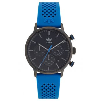 Ceas barbatesc  CODE ONE CHRONO - gri - curea silicon albastra - 40x10mm - rezistenta apa 5 ATM