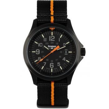 Ceas barbatesc  P67 Officer Pro Black - mecanism quartz Ronda 715 - Swiss Made - portocaliu cu negru - 10 ATM - curea NATO