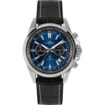 Ceas barbati  Liverpool Chronograph - data - inox/piele naturala - cronograf - Super-LumiNova - rezistent la apa 20 ATM - negru