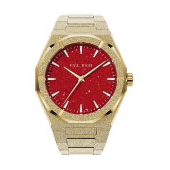 Ceas  Barbati Quartz - Culoare Aurie - Culoare Cadran Rosu - Rezistenta la apa 5 ATM