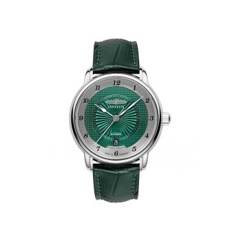 Ceas -  Curea din Piele - Verde - 40mm - Rezistent la Apa 50m