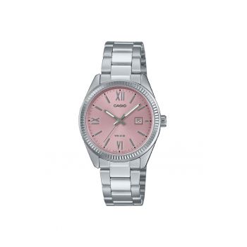 Ceas dama  analog - bratara otel inoxidabil - cadran roz - rezistent la apa 50m - 30.20x8.80mm