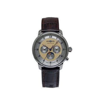 Ceas  Damski - Quartz Ronda 706.1 - Culoare Aurie - Curea Piele Maro - Rezistent la apa 5 ATM