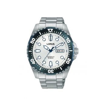 Ceas pentru barbati -  automat - albastru/argintiu - 10 ATM - inox