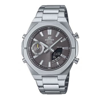 Ceas  quartz - gri - 43mm - cu bratara din inox - rezistent la apa 10 ATM