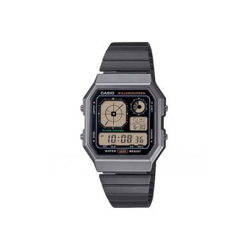 Ceas  Vintage A130WEGG-1AEF - multicolor - 34mm - bratara din otel inoxidabil negru - rezistent la apa 10 ATM