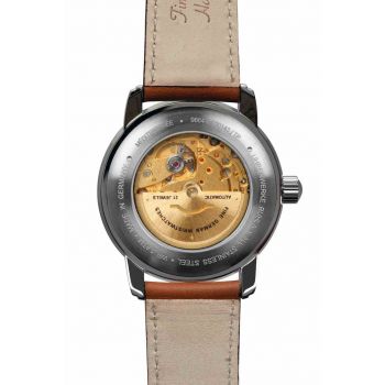 Ceas automat Zeppelin Mediterranee 96645 - 40mm - bezel bej-sampanie - curea piele - 5 ATM