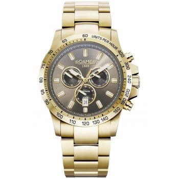 Ceas barbatesc -  10 ATM - 45mm - bratara metalica aurie