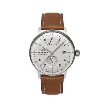 Ceas barbatesc  Bauhaus 20661 - 41mm - alb - cu curea din piele 20mm