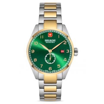 Ceas barbatesc -  Cadran Verde - Argintiu/Auriu