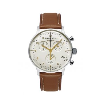 Ceas barbatesc  model ETA G10.212 - 41mm - cadran alb - curea din piele - rezistent la apa 5 ATM