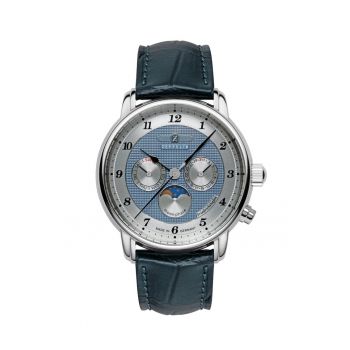 Ceas barbatesc  Ronda 706.1 - albastru - 40mm - curea din piele granat