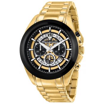 Ceas barbatesc  Traguardo - cronograf - data - auriu-negru - 10atm