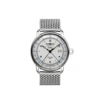 Ceas barbatesc  Zeppelin 100 Jahre 8666MB1 - 43mm - bratara tip Diver - argintiu