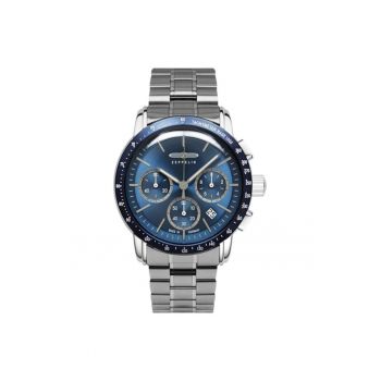 Ceas barbatesc  Zeppelin New York 8878MB3 - 42mm - bratara din otel - cadran granat - cronograf - rezistent la apa 5ATM