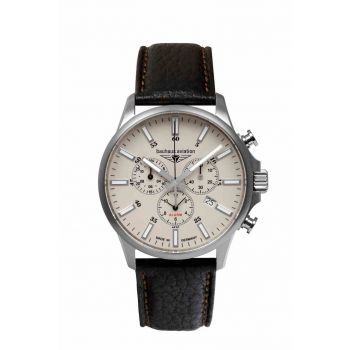 Ceas barbati -  Aviation - 28805 - Titan/Piele naturala - Cronograf - Quartz - 42 mm - Argintiu/Negru