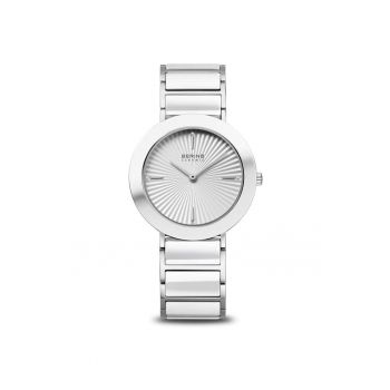 Ceas dama  Ceramic - 30m rezistenta la apa - bratara otel si ceramica - cadran cu zirconii