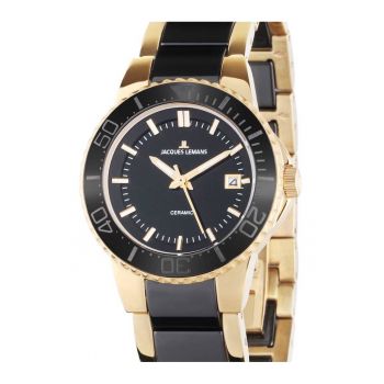 Ceas dama  Colmar ceramic - auriu/negru - 31mm - 10 ATM