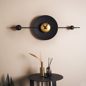 Ceas de perete, APS138LSAA, Dimensiuni: 36 x 99 cm, Aur/Negru