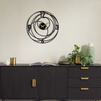 Ceas de perete, Big Bang Metal Wall Clock, Dimensiune: 49 x 49 cm, Negru