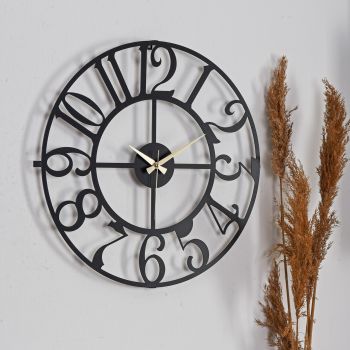 Ceas de perete, Bonni, Diametru: 50 cm, Negru