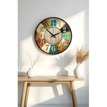 Ceas de perete, Huhuas00007, Dimensiune: 50 x 50 cm (1 bucată), Multicolor