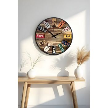Ceas de perete, Huhuas00008, Dimensiune: 50 x 50 cm (1 bucată), Multicolor