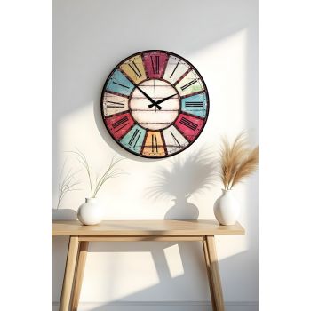 Ceas de perete, Huhuas00009, Dimensiune: 50 x 50 cm (1 bucată), Multicolor