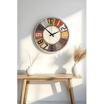 Ceas de perete, Huhuas00015, Dimensiune: 50 x 50 cm (1 bucată), Multicolor