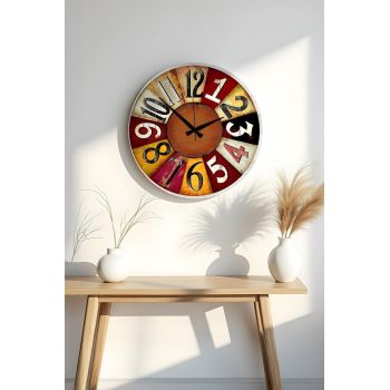 Ceas de perete, Huhuas00017, Dimensiune: 50 x 50 cm (1 bucată), Multicolor