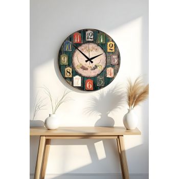 Ceas de perete, Huhuas00025, Dimensiune: 50 x 50 cm (1 bucată), Multicolor