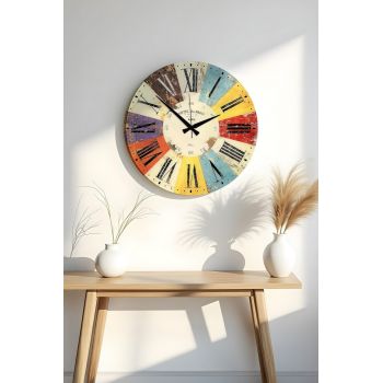 Ceas de perete, Huhuas00035, Dimensiune: 50 x 50 cm (1 bucată), Multicolor