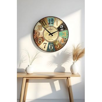 Ceas de perete, Huhuas00038, Dimensiune: 50 x 50 cm (1 bucată), Multicolor