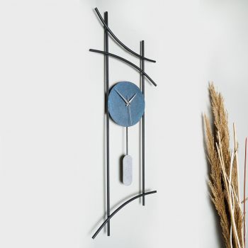 Ceas de perete, Ken, Diametru: 75 cm, Albastru gri